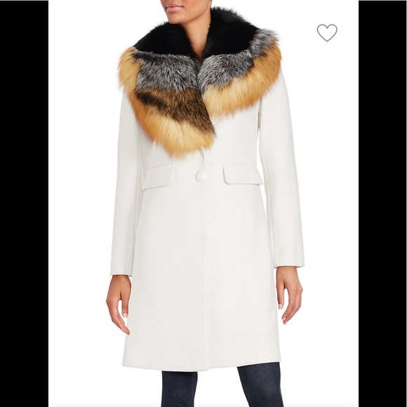 1 Madison Fox Fur Wool-Blend Coat - Picture 3 of 16